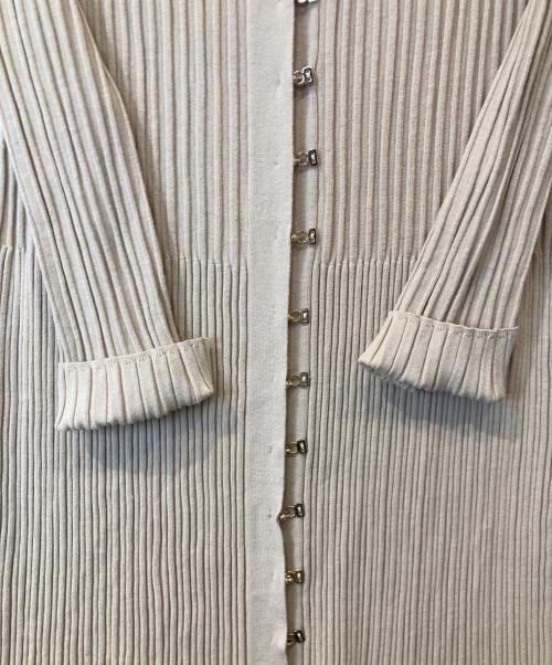 HER LIP TO（ハーリップトゥ）Her lip to (ハーリップトゥ) Ribbed-knit Long Cardigan HLT2009076 カーディガン ベージュ サイズ:Mの古着・服飾アイテム