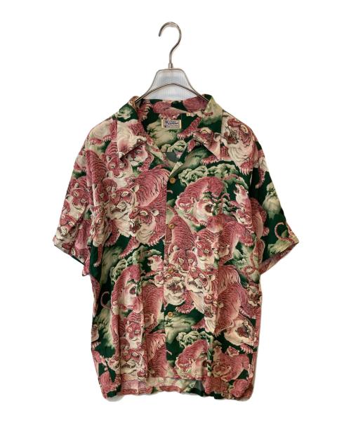 Sun Surf kalakaua（サンサーフ カラカウア）Sun Surf kalakaua (サンサーフ カラカウア) 百虎アロハシャツ　M32111 ピンク サイズ:Lの古着・服飾アイテム