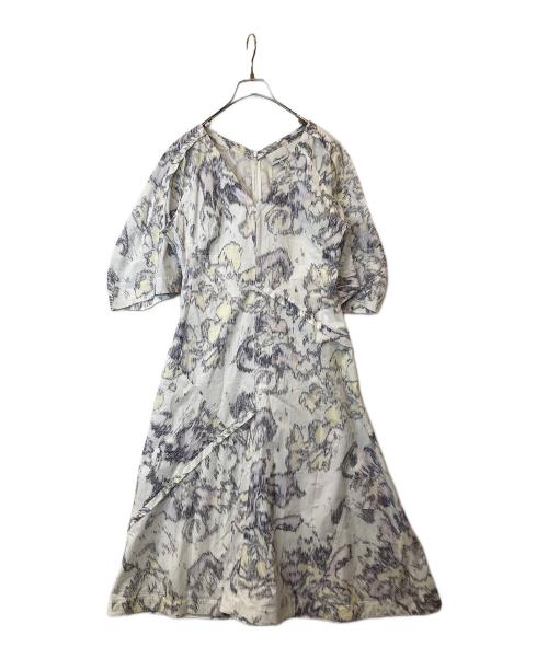 3.1 phillip lim（スリーワンフィリップリム）3.1 phillip lim (スリーワンフィリップリム) プリントVネックフレアワンピース　E203-9056ABP ホワイト サイズ: 6の古着・服飾アイテム