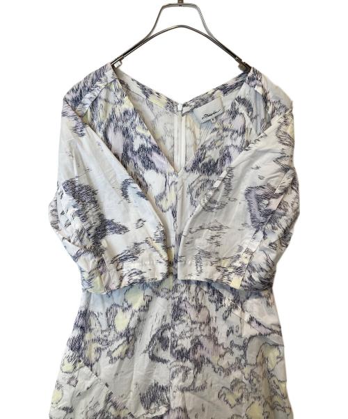 3.1 phillip lim（スリーワンフィリップリム）3.1 phillip lim (スリーワンフィリップリム) プリントVネックフレアワンピース　E203-9056ABP ホワイト サイズ: 6の古着・服飾アイテム