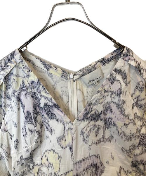 3.1 phillip lim（スリーワンフィリップリム）3.1 phillip lim (スリーワンフィリップリム) プリントVネックフレアワンピース　E203-9056ABP ホワイト サイズ: 6の古着・服飾アイテム