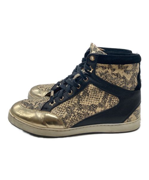JIMMY CHOO（ジミーチュウ）JIMMY CHOO (ジミーチュウ) パイソンハイカットスニーカー ベージュ サイズ:39の古着・服飾アイテム