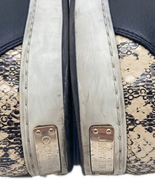 JIMMY CHOO（ジミーチュウ）JIMMY CHOO (ジミーチュウ) パイソンハイカットスニーカー ベージュ サイズ:39の古着・服飾アイテム