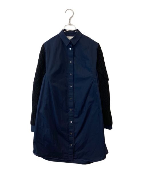 sacai（サカイ）sacai (サカイ) ニット切替ロングシャツ 15-02380 ネイビー サイズ:1の古着・服飾アイテム