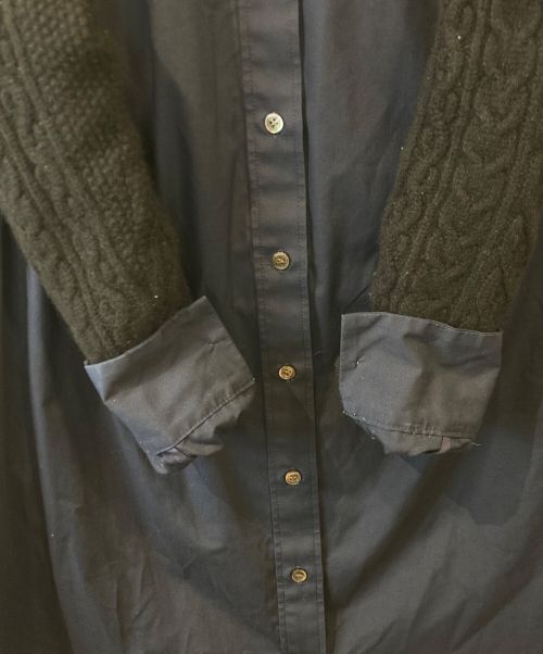 sacai（サカイ）sacai (サカイ) ニット切替ロングシャツ 15-02380 ネイビー サイズ:1の古着・服飾アイテム