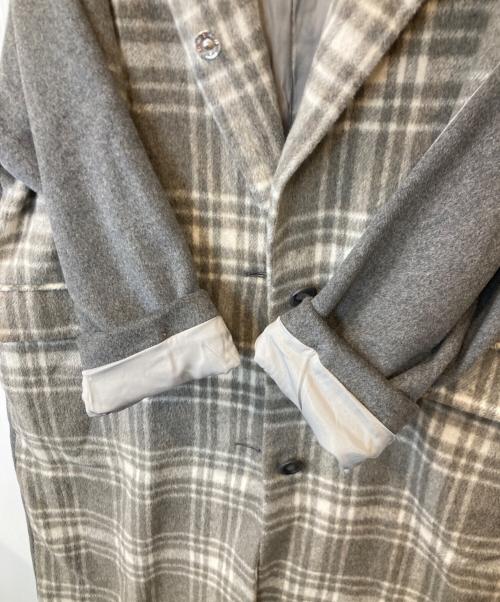 neuf cent neuf（ヌフソンヌフ）neuf cent neuf (ヌフソンヌフ) 切替チェックコート グレー サイズ:38の古着・服飾アイテム
