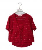 Rirandtureリランドチュール）の古着「パールニットハーフスリーブカーディガンキャミソールセット　84258760」｜レッド