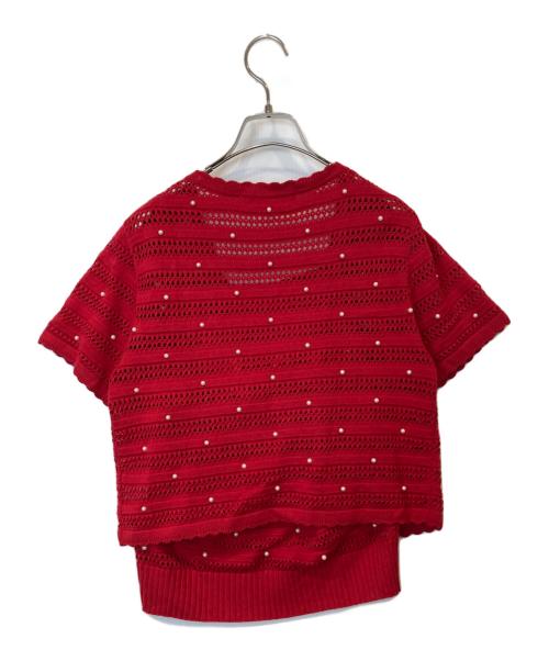 Rirandture（リランドチュール）Rirandture (リランドチュール) パールニットハーフスリーブカーディガンキャミソールセット　84258760 レッド サイズ:2の古着・服飾アイテム