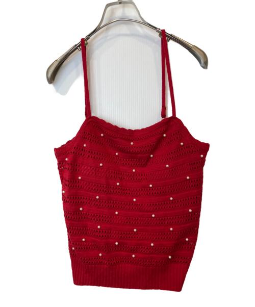 Rirandture（リランドチュール）Rirandture (リランドチュール) パールニットハーフスリーブカーディガンキャミソールセット　84258760 レッド サイズ:2の古着・服飾アイテム