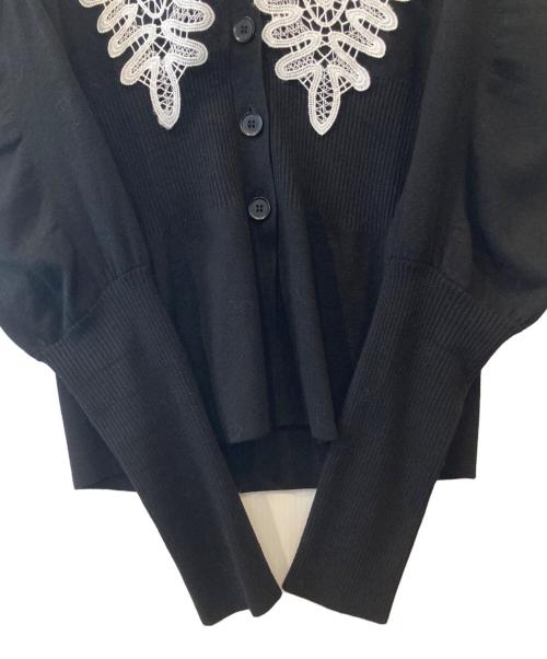 JILL STUART（ジルスチュアート）JILL STUART (ジルスチュアート) レースカラーニットカーディガン 092-3270023 ブラック サイズ:FRの古着・服飾アイテム