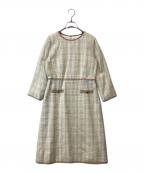 JUSGLITTYジャスグリッティー）の古着「ツイードAラインワンピース 49467330」｜アイボリー