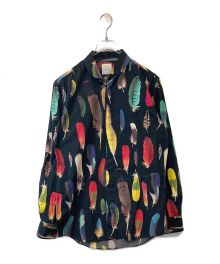 PAUL SMITH（ポールスミス）の古着「FEATHER PRINT SHIRT 273313」｜ブラック