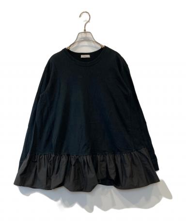 ヨリ yori 21SS ギャザー パフスリーブ カットソー 五分袖 38 紺 中古・古着通販】YORI (ヨリ) コットンパフスリーブニット ネイビー
