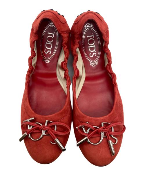 TOD'S（トッズ）TOD'S (トッズ) ロゴ金具バレエシューズ レッド サイズ:36の古着・服飾アイテム