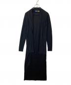 POLO RALPH LAURENポロ・ラルフローレン）の古着「ボウタイロングスリットワンピース」｜ブラック