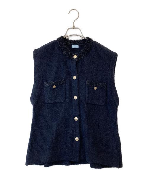 KUMIKYOKU（クミキョク）KUMIKYOKU (クミキョク) ツィードニットベスト ネイビー サイズ:2 未使用品の古着・服飾アイテム