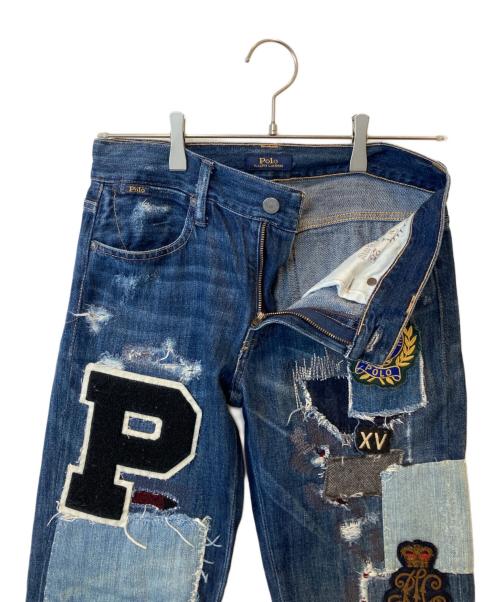 POLO RALPH LAUREN（ポロ・ラルフローレン）POLO RALPH LAUREN (ポロ・ラルフローレン) ワッペン加工デニムパンツ インディゴ サイズ:25の古着・服飾アイテム