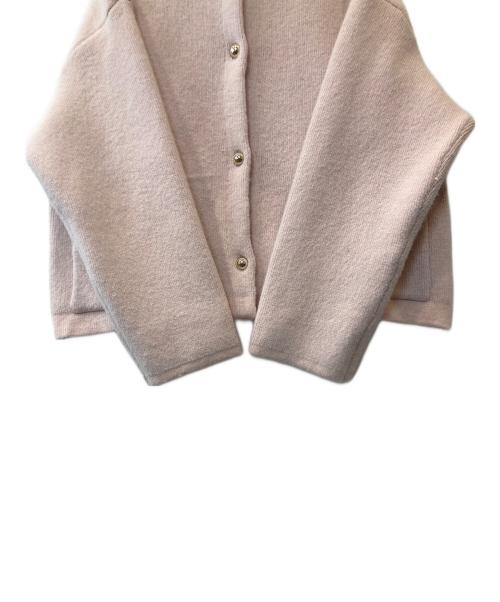 natural couture（ナチュラルクール）natural couture (ナチュラルクール) FOX混プレーティングニットジャケット ピンク サイズ:FREEの古着・服飾アイテム