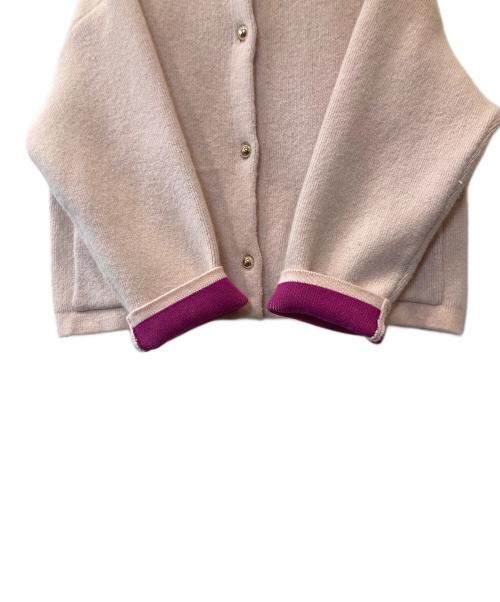 natural couture（ナチュラルクール）natural couture (ナチュラルクール) FOX混プレーティングニットジャケット ピンク サイズ:FREEの古着・服飾アイテム