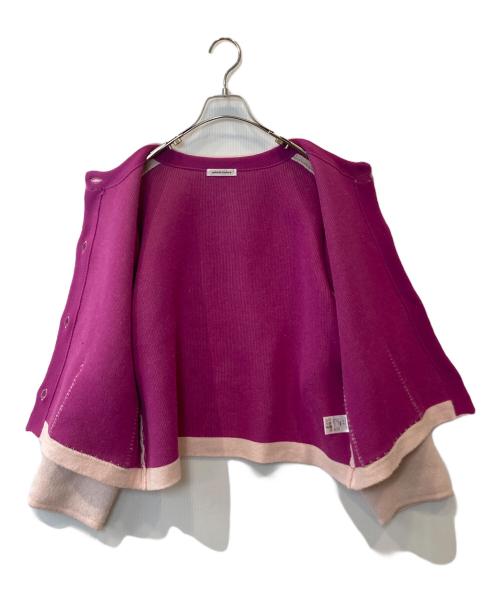 natural couture（ナチュラルクール）natural couture (ナチュラルクール) FOX混プレーティングニットジャケット ピンク サイズ:FREEの古着・服飾アイテム