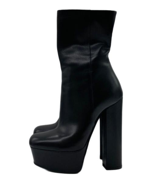 GUCCI（グッチ）GUCCI (グッチ) アンクルレザープラットフォームブーツ 	354248 ブラック サイズ:34 1/2の古着・服飾アイテム