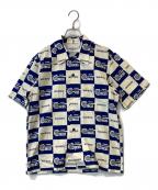 WEIRDOウィアード）の古着「リンギングショートスリーブシャツ WRD-20-SS-16」｜アイボリー×ブルー