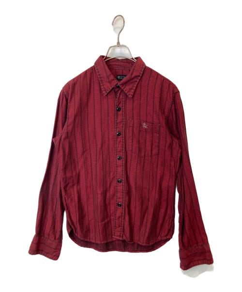 R.J.B（アールジェイビー）R.J.B (アールジェイビー) ストライプシャツ レッド サイズ:36の古着・服飾アイテム