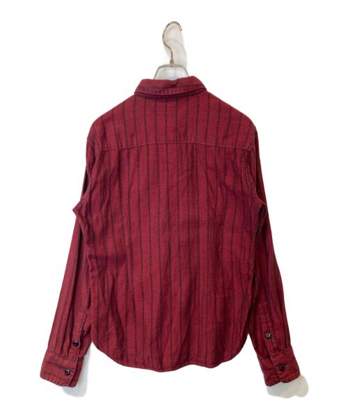R.J.B（アールジェイビー）R.J.B (アールジェイビー) ストライプシャツ レッド サイズ:36の古着・服飾アイテム