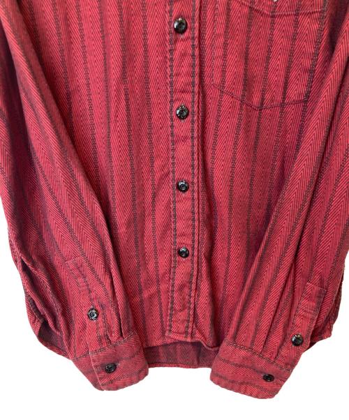 R.J.B（アールジェイビー）R.J.B (アールジェイビー) ストライプシャツ レッド サイズ:36の古着・服飾アイテム