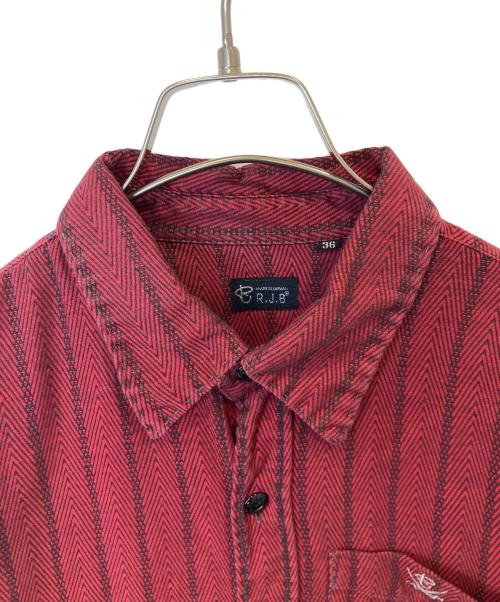R.J.B（アールジェイビー）R.J.B (アールジェイビー) ストライプシャツ レッド サイズ:36の古着・服飾アイテム
