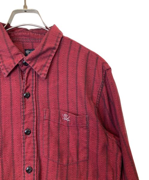 R.J.B（アールジェイビー）R.J.B (アールジェイビー) ストライプシャツ レッド サイズ:36の古着・服飾アイテム