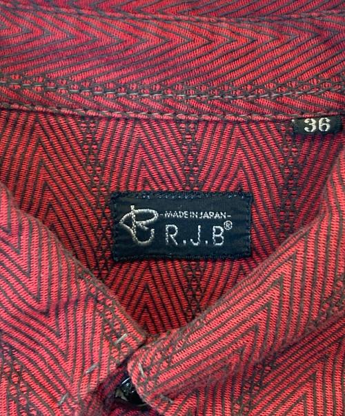 R.J.B（アールジェイビー）R.J.B (アールジェイビー) ストライプシャツ レッド サイズ:36の古着・服飾アイテム