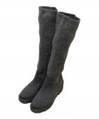 VIVAIAビバイア）の古着「ラウンドトゥ 撥水加工 ニーハイ プラットフォーム チャンキー ウェッジブーツ」｜グレー