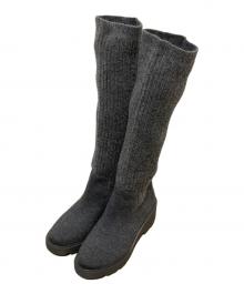 VIVAIA（ビバイア）の古着「ラウンドトゥ 撥水加工 ニーハイ プラットフォーム チャンキー ウェッジブーツ」｜グレー