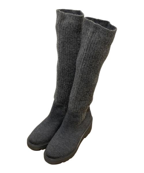 VIVAIA（ビバイア）VIVAIA (ビバイア) ラウンドトゥ 撥水加工 ニーハイ プラットフォーム チャンキー ウェッジブーツ グレー サイズ:22.5cmの古着・服飾アイテム