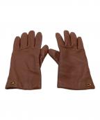 COACHコーチ）の古着「スカルプテッド シグネチャー レザー テック グローブ 76014」｜ブラウン