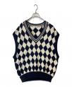 ）の古着「Diamond pattern Cotton Knit Vest　ニットベスト　	23＃0837331」｜ネイビー×アイボリー
