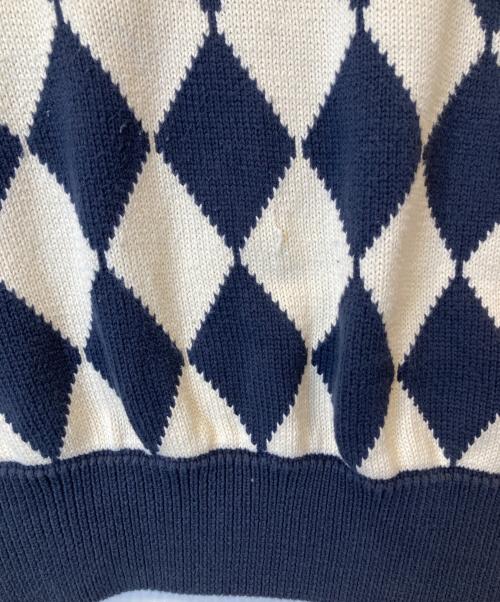 minami anderson（ミナミ アンダーソン）minami Anderson (ミナミ アンダーソン) Diamond pattern Cotton Knit Vest　ニットベスト　	23＃0837331 ネイビー×アイボリー サイズ:Mの古着・服飾アイテム