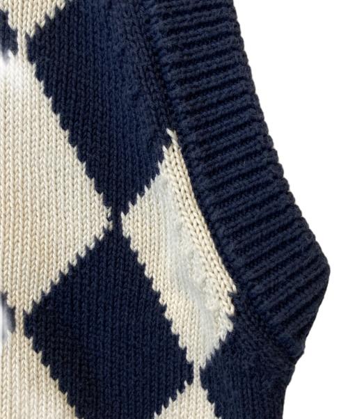 minami anderson（ミナミ アンダーソン）minami Anderson (ミナミ アンダーソン) Diamond pattern Cotton Knit Vest　ニットベスト　	23＃0837331 ネイビー×アイボリー サイズ:Mの古着・服飾アイテム