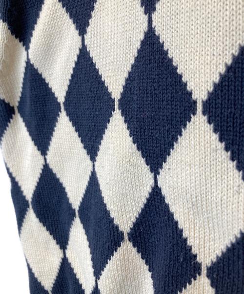 minami anderson（ミナミ アンダーソン）minami Anderson (ミナミ アンダーソン) Diamond pattern Cotton Knit Vest　ニットベスト　	23＃0837331 ネイビー×アイボリー サイズ:Mの古着・服飾アイテム