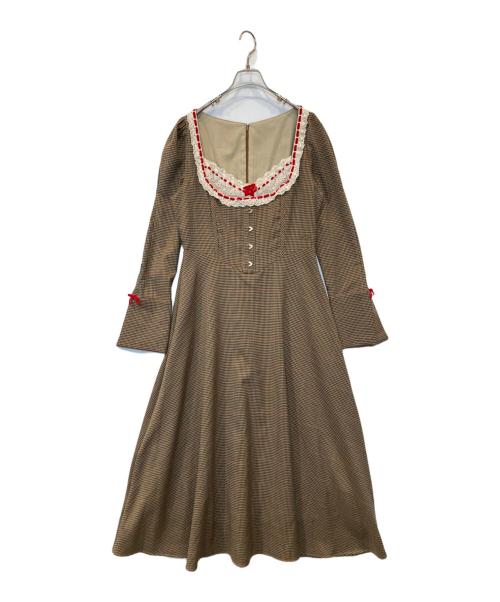 LACEMADE（レースメイド）LACEMADE (レースメイド) 「公爵の荘園」千鳥格子コルセットドレス ブラウン サイズ:XLの古着・服飾アイテム
