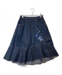 PINK HOUSE（ピンクハウス）の古着「ワンダー・ザ・シー刺繍デニムスカート」｜インディゴ