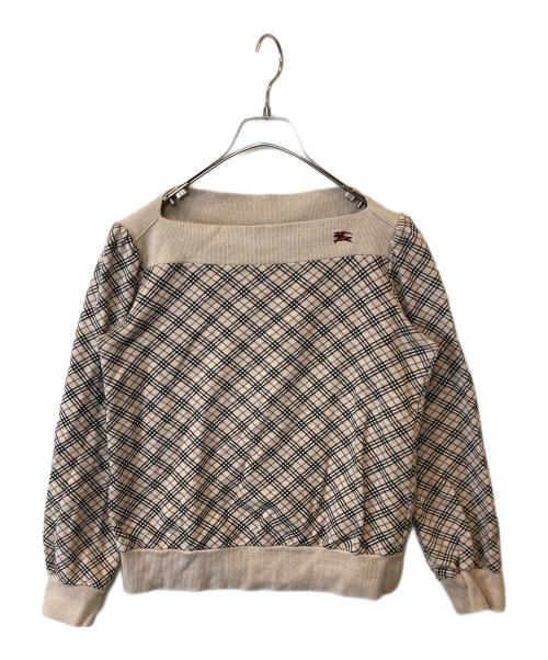 BURBERRY BLUE LABEL（バーバリー ブルー レーベル）BURBERRY BLUE LABEL (バーバリーブルーレーベル) ボートネックノバチェックスウェット FAF21-657 ベージュ サイズ:38の古着・服飾アイテム