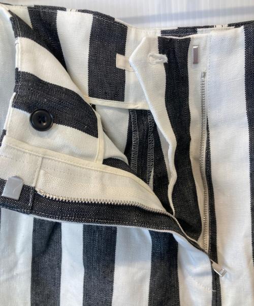 DES PRES（デ プレ）DES PRES (デ プレ) ヘビーオックスフォードストライプリネン ハイウエストパンツ　22-04-31-04110 ホワイト×ブラック サイズ:34の古着・服飾アイテム