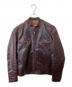 Aero LEATHERエアロレザー）の古着「シングルレザーライダースジャケット」｜ブラウン