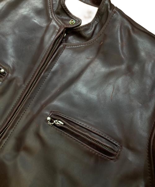 Aero LEATHER（エアロレザー）Aero LEATHER (エアロレザー) シングルレザーライダースジャケット ブラウン サイズ:38の古着・服飾アイテム