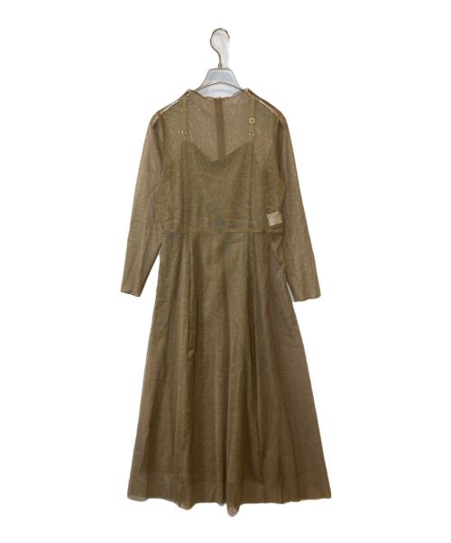 Kaene（カエン）kaene (カエン) ラメチュールメロウワンピース 100535 ベージュ サイズ:38の古着・服飾アイテム