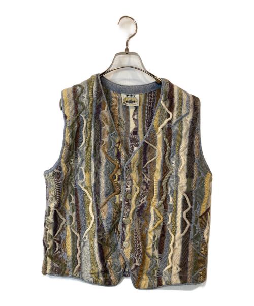AKLANDA（アクランダ）AKLANDA (アクランダ) 3Dニットベスト ベージュ×ブルー サイズ:Lの古着・服飾アイテム