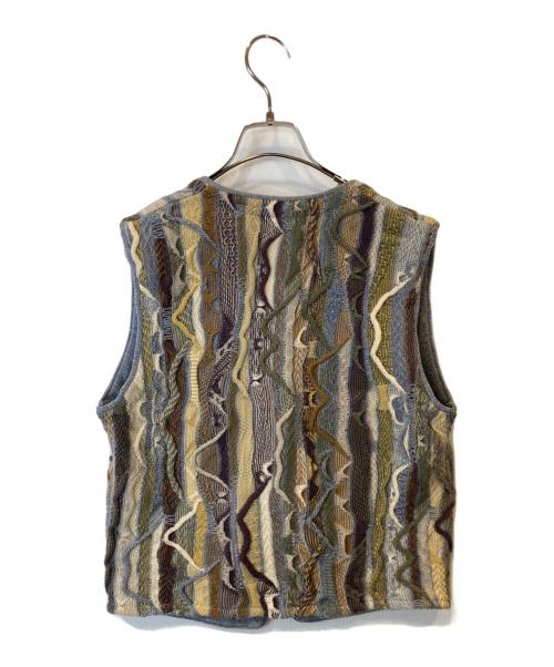 AKLANDA（アクランダ）AKLANDA (アクランダ) 3Dニットベスト ベージュ×ブルー サイズ:Lの古着・服飾アイテム