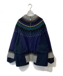sacai（サカイ）の古着「ニットドッキングジャケット　18-04023」｜ネイビー